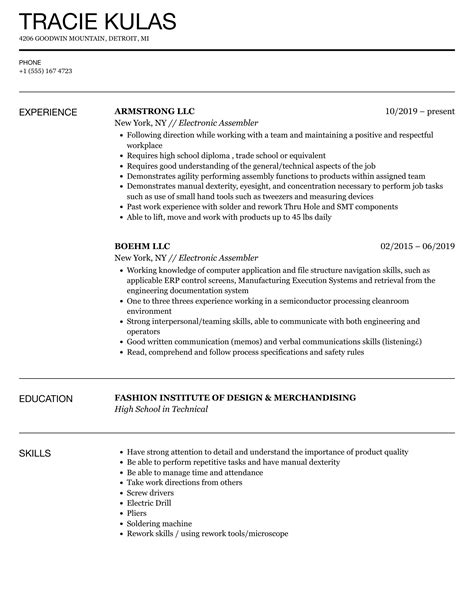 Electronic Assembler Resume: Example and How To .
